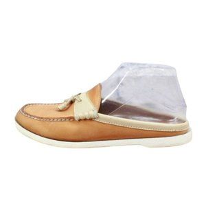 Ll Bean Tan Leather Mule Flat Slide Moc Toe Open … - image 1